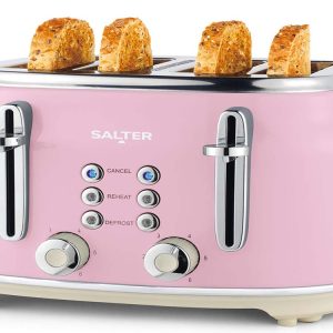 Snel Ontbijt voor het Hele Gezin – De Salter EK5739PNK Retro 4-Slice Broodrooster